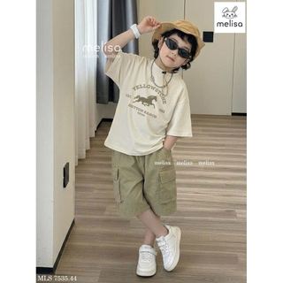 MLSBCC.7535 - Bộ Melisa áo kem in ngựa + quần rêu size 2-12y