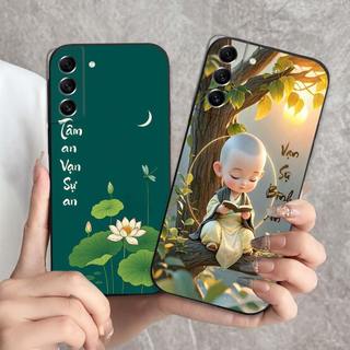 Ốp lưng Samsung S21 / S21 FE / S21 Plus / S21+ In hình thư pháp,tâm an, an nhiên,chú tiểu mềm bảo vệ camera