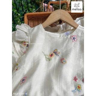 MLSDCC.7789 - Váy voan Melisa màu kem thêu hoa tay cánh tiên size 1 - 10y