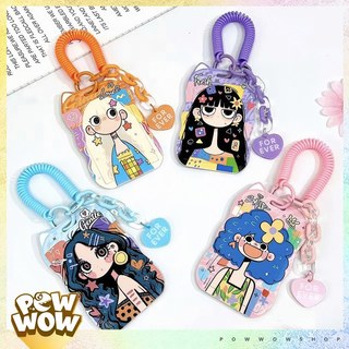 Bao Đựng Thẻ Nhân Viên Nhựa ABS Dạng Trượt Tai Mèo Phong Cách Hoạ Tiết Cô Gái Girl Cartoon Pastel Cute