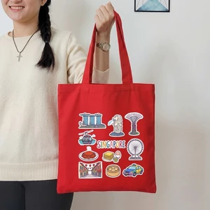 Túi tote vải canvas Mộc in hình du lịch SINGAPORE chibi sticker đảo quốc sư tử hiện đại a-tuid0067