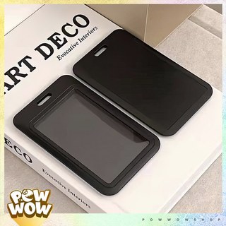 Bao Đựng Thẻ Nhân Viên Nhựa ABS Trắng Đen Lò Xo Trang Trí Phong Cách Tối Giản Black White