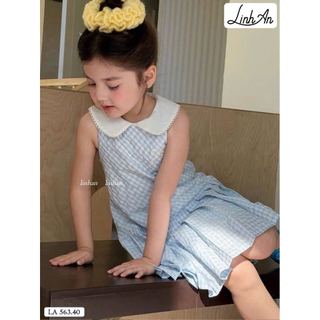 DLACC.563 - Váy thô Linh An kẻ caro xanh cổ sen trắng size 2 - 12y