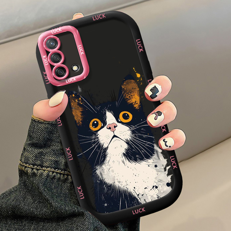 Ốp Lưng OPPO A74 A95 F19 F19s Reno 6 Lite Case Mèo Sáng tạo Dễ thương
