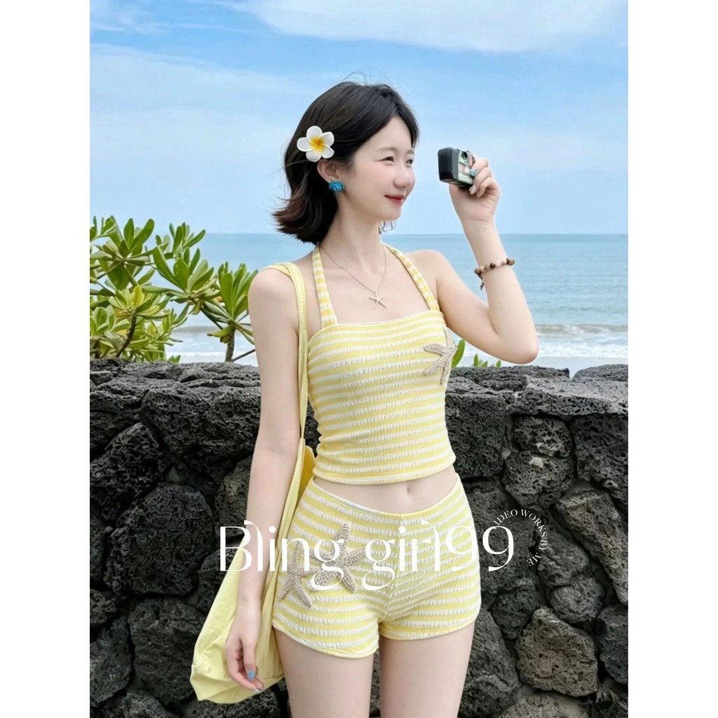 [Starburst] Phong Cách Kỳ Nghỉ Sọc Sao Biển Dây Chia Đồ Bơi Nữ Bikini Phù Hợp Với Đồ Bơi