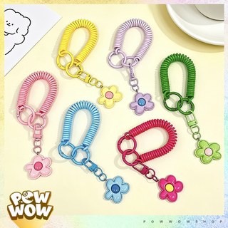 Dây Lò Xo Trang Trí Nhựa PVC Charm Hoa Pastel Dùng Gắn Bao Thẻ Móc Khoá Điện Thoại Không Đeo Cổ
