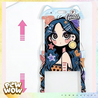 Bao Đựng Thẻ Nhân Viên Nhựa ABS Dạng Trượt Tai Mèo Phong Cách Hoạ Tiết Cô Gái Girl Cartoon Pastel Cute