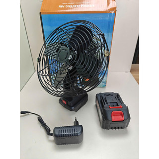 Quạt Tích Điện Để Bàn Lồng Sắt 4 Cánh 21Cm Pin 10 Cell 2 Chế Độ Gió Kèm Pin 48Vf