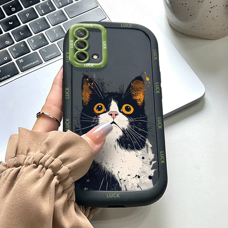 Ốp Lưng OPPO A74 A95 F19 F19s Reno 6 Lite Case Mèo Sáng tạo Dễ thương