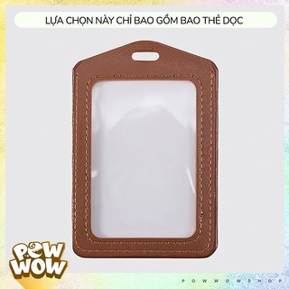 Bao Đựng Thẻ Nhân Viên Da PU Hai Mặt Trong Suốt Dạng Dọc Ngang Màu Trơn Nâu Đen Xanh
