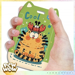Bao Đựng Thẻ Nhân Viên Nhựa ABS Dọc Dạng Trượt Hoạ Tiết Mèo Cat Tai Mèo Gợn Sóng Pastel Cute