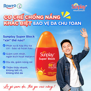 Kem Chống Nắng Sunplay Super Block Dạng Sữa Ngừa Đen Sạm Da Hiệu Qủa SPF 50+, PA++++ 30g - Bebeau