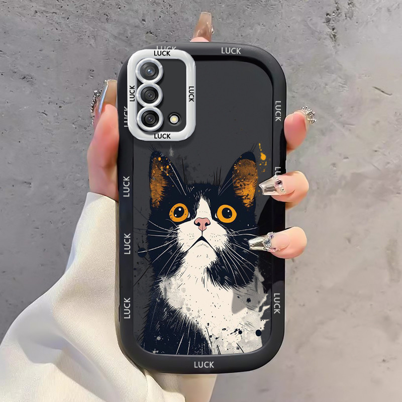 Ốp Lưng OPPO A74 A95 F19 F19s Reno 6 Lite Case Mèo Sáng tạo Dễ thương