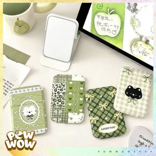 Kính Gương Mini Cầm Tay Nhỏ Gọn Phong Cách Hoạ Tiết Mèo Cat Nơ Ribbon Đáng Yêu Cute