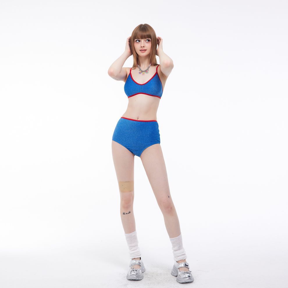 Mới Hot Girl Cao Cấp Retro Ngôi Sao Cùng Phong Cách Chu Yutong Bikini Chia Ba Mảnh Đồ Bơi Nữ-