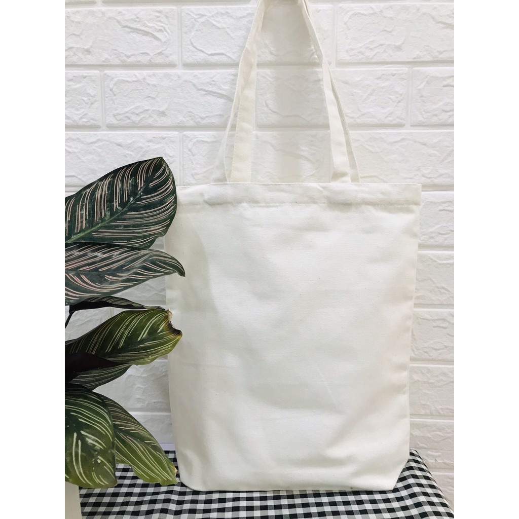 Túi vải tote nữ Canvas trơn Trắng KHÔNG khoá miệng SIZE 35x40 cm a-tota1960004