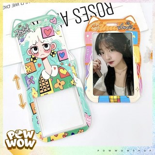 Bao Đựng Thẻ Nhân Viên Nhựa ABS Dạng Trượt Tai Mèo Phong Cách Hoạ Tiết Cô Gái Girl Cartoon Pastel Cute