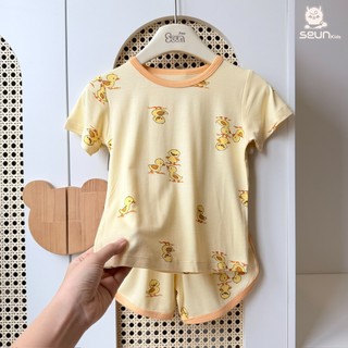 | SEUN KIDS | Bộ cộc tay bé trai bé gái visco lụa mát lạnh có in hình 8–35kg set mặc nhà đồ bộ thoáng mát