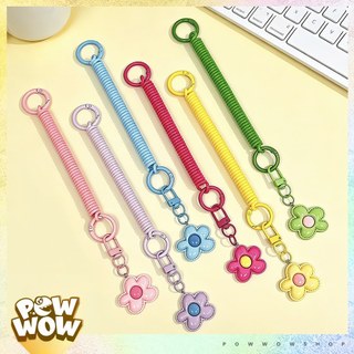 Dây Lò Xo Trang Trí Nhựa PVC Charm Hoa Pastel Dùng Gắn Bao Thẻ Móc Khoá Điện Thoại Không Đeo Cổ