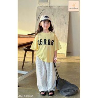 JJBCC.1434 - Bộ Jam & Jenny áo in số + quần kẻ dài size 6-12y