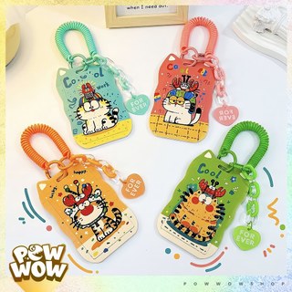 Bao Đựng Thẻ Nhân Viên Nhựa ABS Dọc Dạng Trượt Hoạ Tiết Mèo Cat Tai Mèo Gợn Sóng Pastel Cute