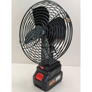 Quạt Tích Điện Để Bàn Lồng Sắt 4 Cánh 21Cm Pin 10 Cell 2 Chế Độ Gió Kèm Pin 48Vf