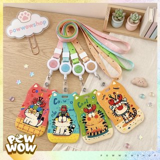 Bao Đựng Thẻ Nhân Viên Nhựa ABS Dọc Dạng Trượt Hoạ Tiết Mèo Cat Tai Mèo Gợn Sóng Pastel Cute