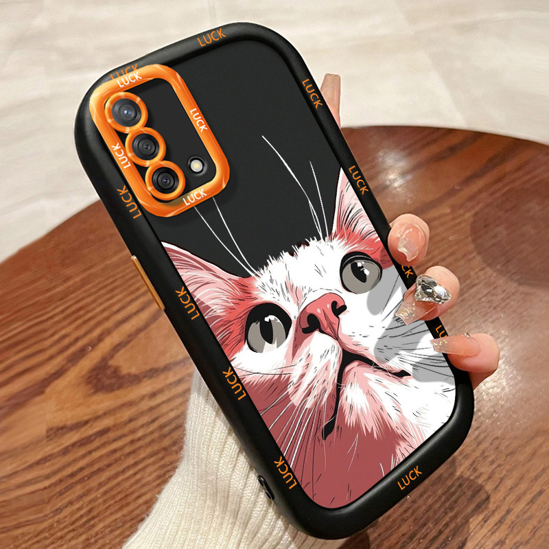 Ốp Lưng OPPO A74 A95 F19 F19s Reno 6 Lite Case Mèo Sáng tạo Dễ thương