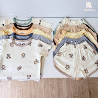 | SEUN KIDS | Bộ cộc tay bé trai bé gái visco lụa mát lạnh có in hình 8–35kg set mặc nhà đồ bộ thoáng mát