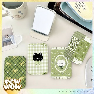 Kính Gương Mini Cầm Tay Nhỏ Gọn Phong Cách Hoạ Tiết Mèo Cat Nơ Ribbon Đáng Yêu Cute