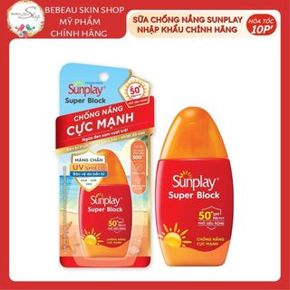 Kem Chống Nắng Sunplay Super Block Dạng Sữa Ngừa Đen Sạm Da Hiệu Qủa SPF 50+, PA++++ 30g - Bebeau
