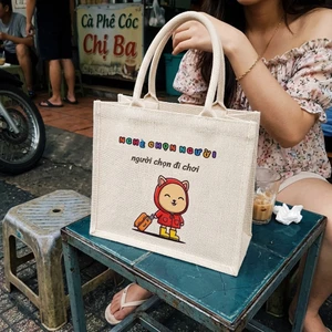Túi vải đay jute in hình Nghề Chọn Người Người Chọn Đi Chơi meme mèo du lịch hài hước quà tặng cá tính a-tdayb0081