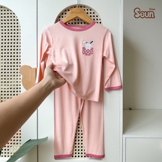 | SEUNKIDS | Bộ dài tay cho bé trai bé gái (15 màu-2 link) visco lụa mát lạnh 8kg đến 35kg bộ mặc nhà set mặc nhà