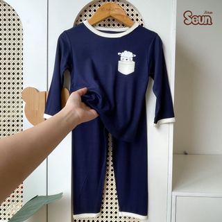 | SEUNKIDS | Bộ dài tay cho bé trai bé gái (15 màu-2 link) visco lụa mát lạnh 8kg đến 35kg bộ mặc nhà set mặc nhà