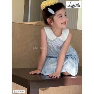 DLACC.563 - Váy thô Linh An kẻ caro xanh cổ sen trắng size 2 - 12y