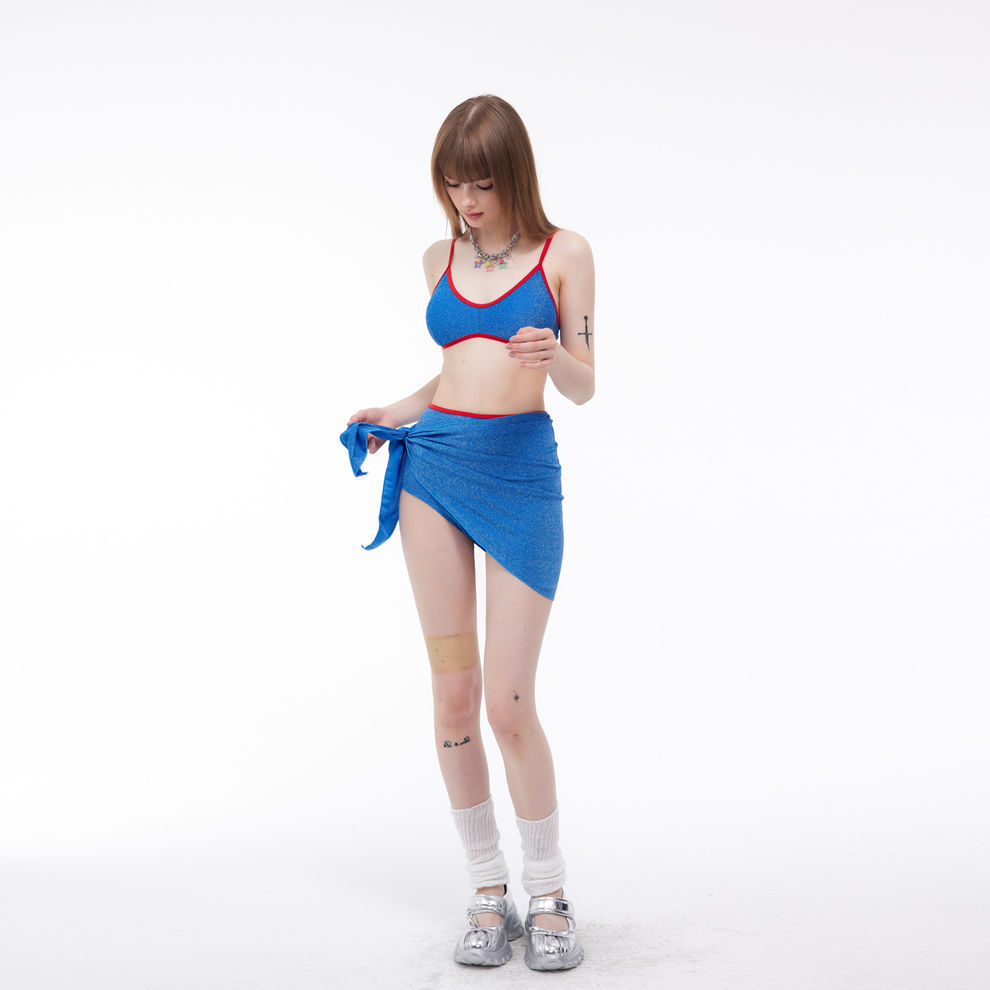 Mới Hot Girl Cao Cấp Retro Ngôi Sao Cùng Phong Cách Chu Yutong Bikini Chia Ba Mảnh Đồ Bơi Nữ-