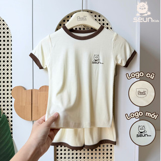 | SEUNKIDS | Bộ cộc tay cho bé trai bé gái (15 màu-2 link) visco lụa mát lạnh 8kg đến 35kg bộ mặc nhà set mặc nhà