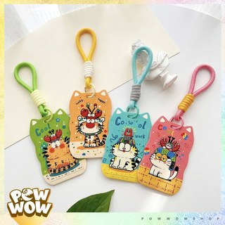 Bao Đựng Thẻ Nhân Viên Nhựa ABS Dọc Dạng Trượt Hoạ Tiết Mèo Cat Tai Mèo Gợn Sóng Pastel Cute