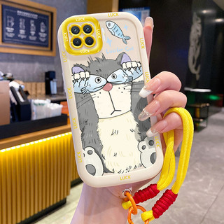 Ốp Lưng OPPO A93 2020 Reno 4F Reno4 F Reno 4 Lite F17 Pro Case Với Lanyard Mèo Dễ thương
