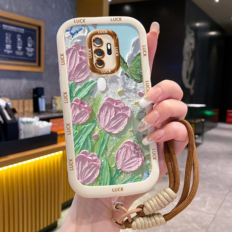 Ốp Lưng OPPO A5 2020 A9 2020 Case Với Lanyard Hoa nhỏ đẹp