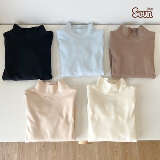 | SEUNKIDS | Áo giữ nhiệt cổ cao bé gái bé trai áo tay dài áo cổ lọ