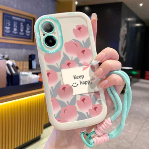 Ốp Lưng Realme C67 12 Lite Case Hoa nhỏ đẹp Với Lanyard