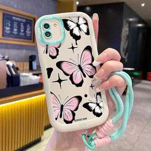 Ốp Lưng Samsung A03 Case Bướm nhỏ đẹp Với Lanyard