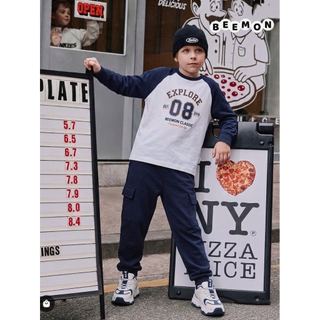BM2605ST12 - Bộ cotton Beemon rib cổ tròn trẻ em size 120-160