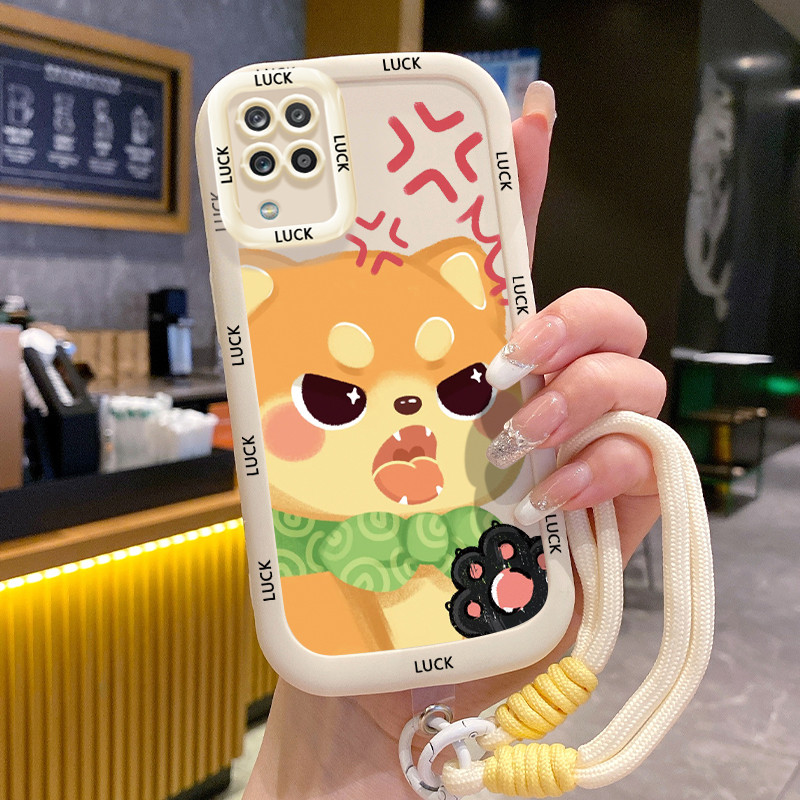 Ốp Lưng Samsung A12 4G A12 5G M12 F12 A22 M22 M32 Case Với Lanyard Hoạt hình Mèo