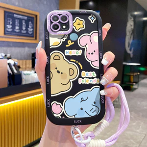 Ốp Lưng OPPO A15 A15s A35 4G Case Với Lanyard Động vật nhỏ