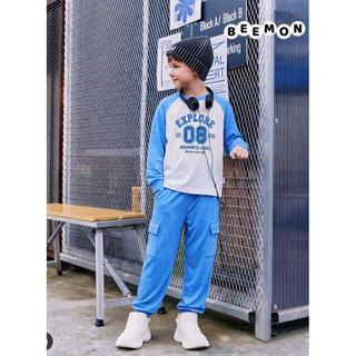BM2605ST12 - Bộ cotton Beemon rib cổ tròn trẻ em size 120-160