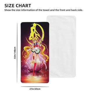 Khăn tắm nhung san hô Sailor Moon Tsukino Usagi 27x55in siêu mềm, thấm hút cao, thích hợp cho gia đình, du lịch, bơi lội, bãi biển, v.v.