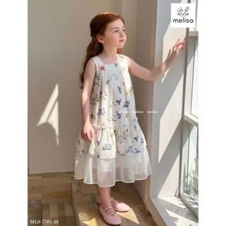 MLSDCC.7761 - Đầm 2 dây Melisa hoa chân phối voan trắng size 2-11y