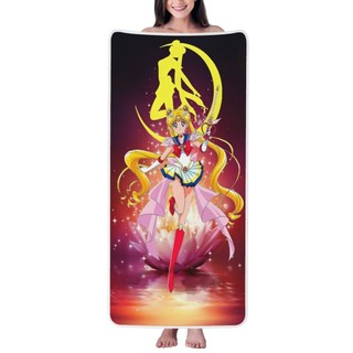 Khăn tắm nhung san hô Sailor Moon Tsukino Usagi 27x55in siêu mềm, thấm hút cao, thích hợp cho gia đình, du lịch, bơi lội, bãi biển, v.v.